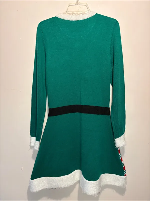 Born Famous NWT Elf Christmas Sweater Dress Jingle Bells Office Party Size L - Image 2