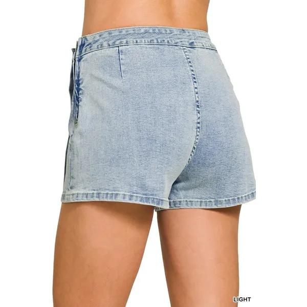 Zenana Wrap Front Denim Skort - Medium - Image 3