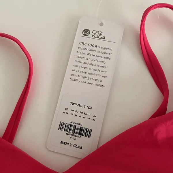 CRZ YOGA Womens Bikini swim bra Top pink Adjustable Straps Padded XL NWT - Image 2