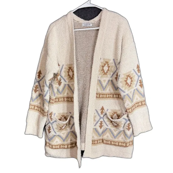 Magnolia Boutique Womens Size Small Cream Southwestern Open Front Cardigan Boho - Image 2