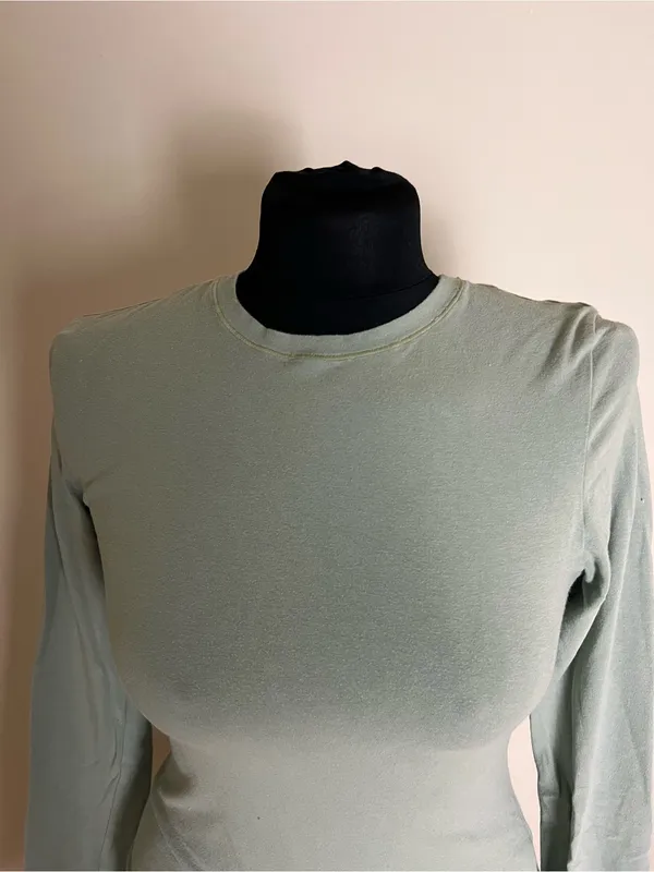 Skims Mineral Long Sleeve Cotton Jersey Crewneck Crop Top - Image 3