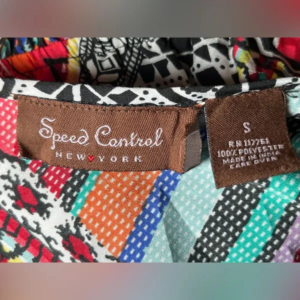 Speed Control New York Aztec Multicolor Print Long Dress Maxi Size Small - Image 2