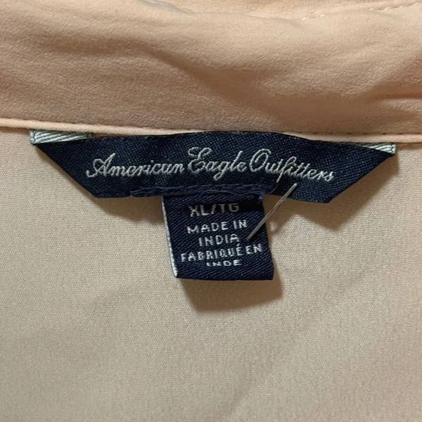 American Eagle Button Down Women‎ XL Peach Excellent Studded Western Long Sleeve - Image 6