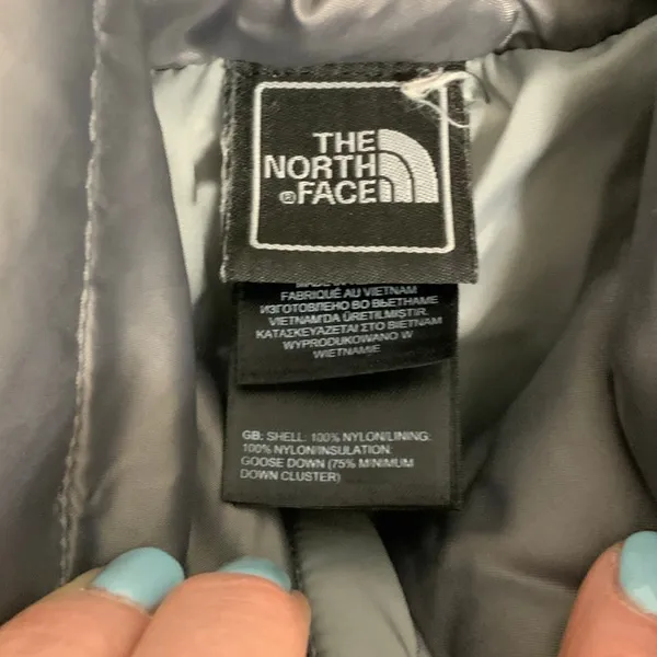 The North Face‎ Goose Down Puffer Jacket Womens Size Small Silver Gray - Image 2