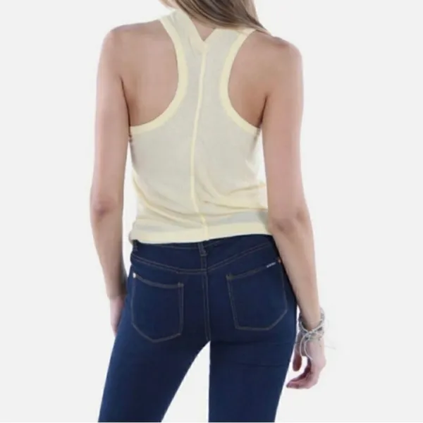Free People Yellow Very Varsity Tank Size Medium - Image 4
