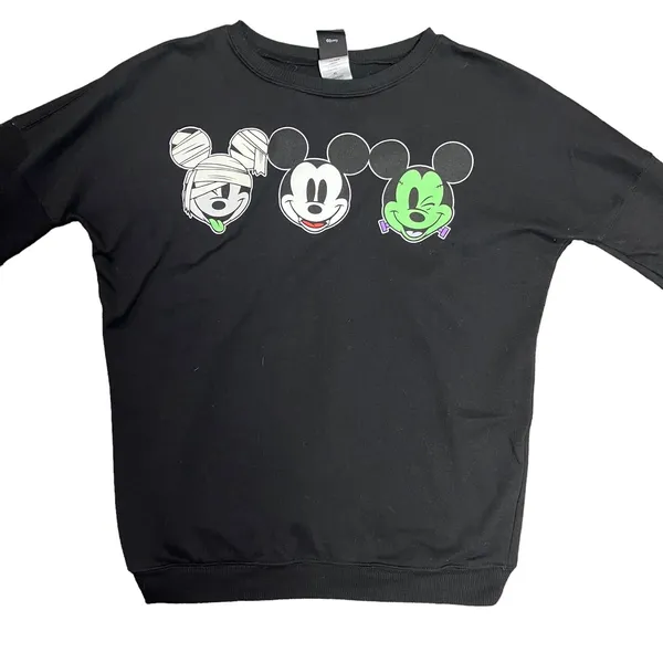 Disney Mickey Mouse Monster Faces Halloween Black Sweatshirt Size XS - Image 2