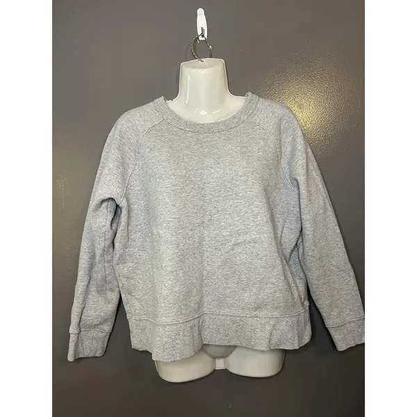 Athleta Sweatshirt Womens Medium Gray Fleece Raglan Crewneck Pullover Lined - Image 2