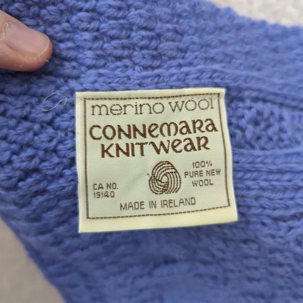 Connemara Knitwear Merino Wool Cable‎ Knit Scarf Periwinkle Blue Made in Ireland - Image 3