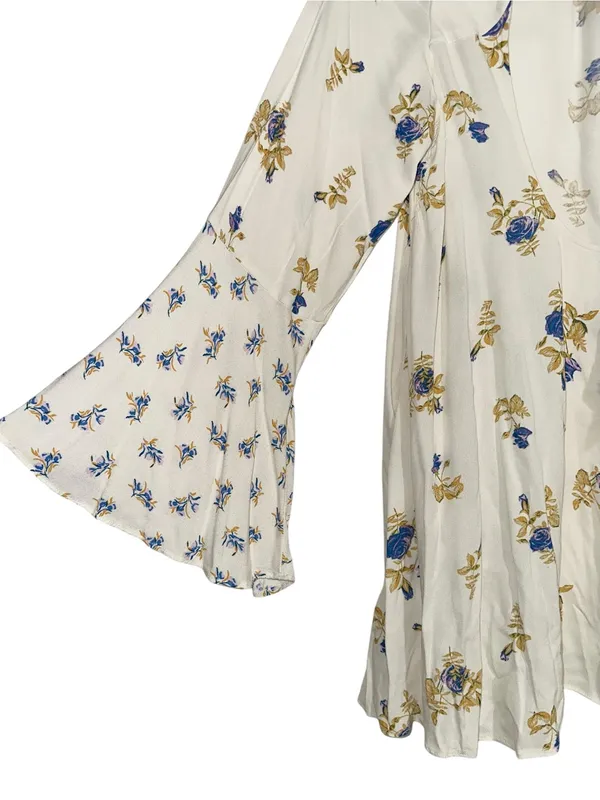 Free People Tate Mock Neck Floral Bell Sleeve Tunic Mini Dress XL - Image 9