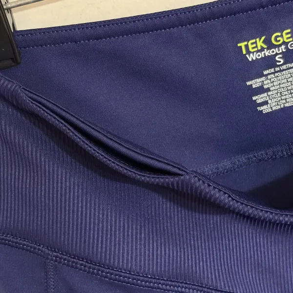 Tek Gear Womens High Waisted Bike Shorts Blue Side Pockets Size S RN73277 - Image 9