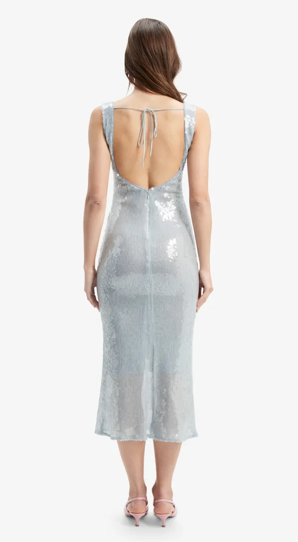 Bardot Sequin Midi Dress Light Blue - Image 4