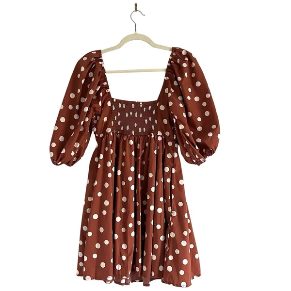Abercrombie & Fitch Emerson Mini Dress XS Polka Dot Puff Sleeve Babydoll - Image 5