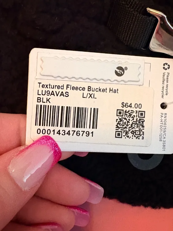 Lululemon Textured Fleece Bucket Hat L/XL BLK Black New with Tags - Image 3