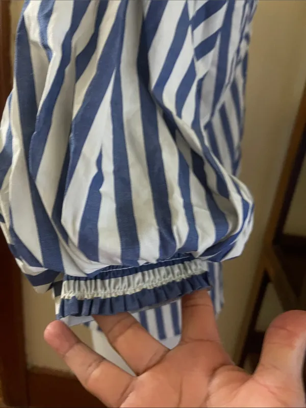 H&M Cotton Blouse with balloon sleeves small - Image 7