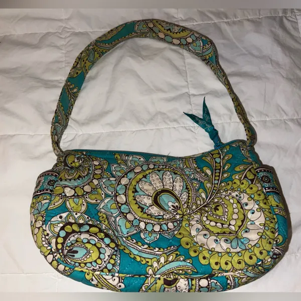 Vera Bradley Retired Peacock Teal and Lime Paisley Shoulder Bag - Image 2