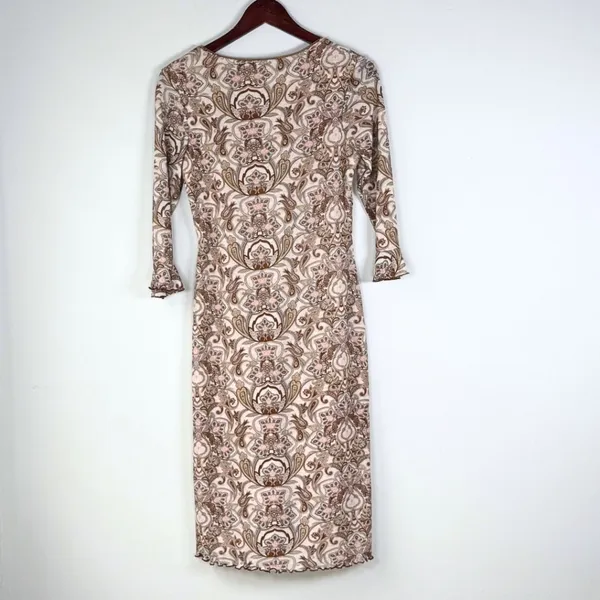 Vintage Y2K Wet Seal Paisley Milkmaid Dress Large Midi Fairycore Lettuce Flutter - Image 4