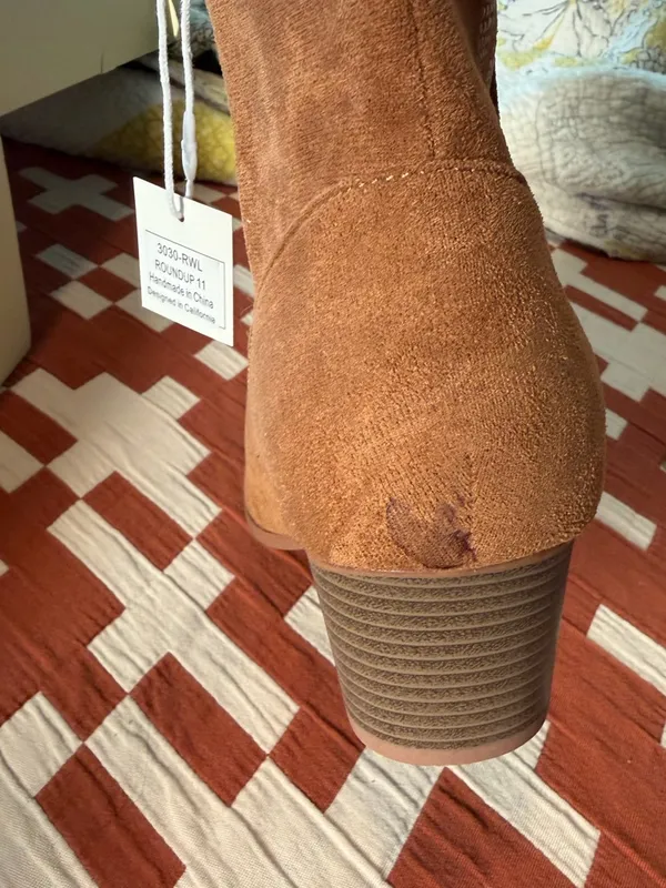 J. Adams Roundup Western Boots Camel Tan Vegan Suede Size 11 NWT - Image 9