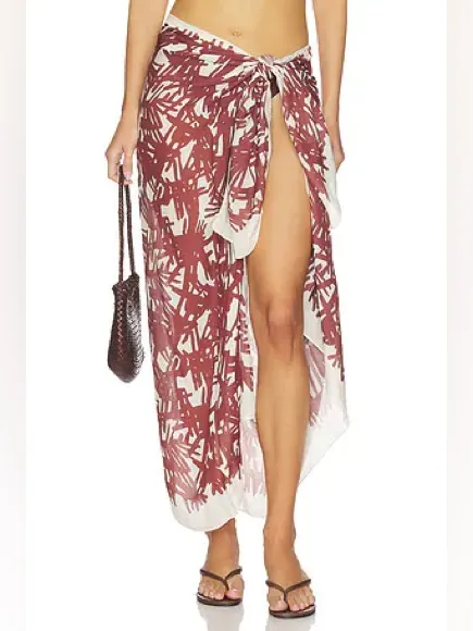 Rag & Bone Sally Sarong in Deep Plum Palm - Image 2