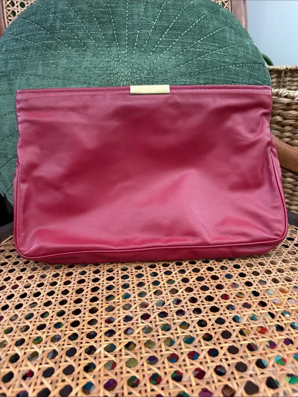 Source Unknown Vintage 70s/80s Red Faux Leather Clutch Bag - Image 2