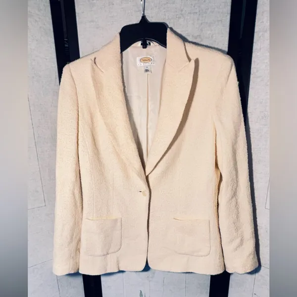 Talbots Petite Cream beige Italian fabric wool dress blazer business jacket - Image 2