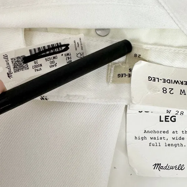 Madewell Superwide Leg Jeans Airy Denim Tile White High Rise Relaxed US 28 NWT - Image 14