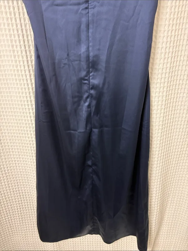 Petal + Pup Lisbeth Ruched Satin Midi Dress Navy Large NWT - Image 13