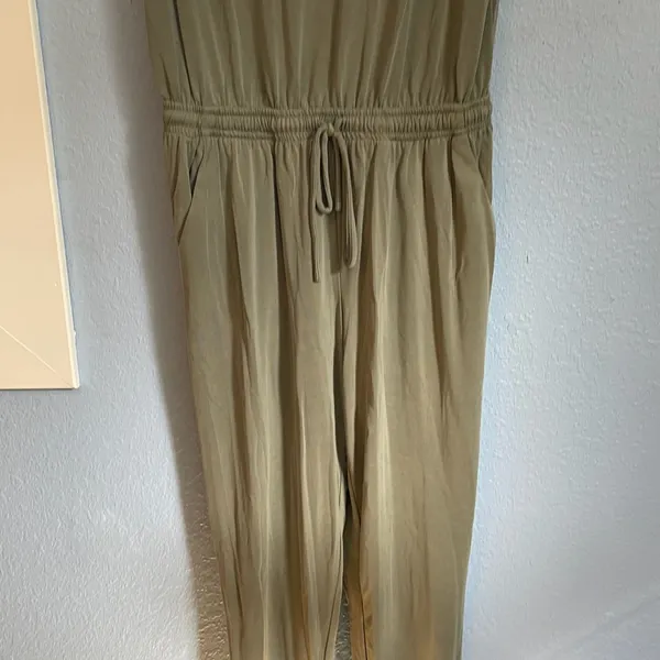 The Nines Olive Green Sleeveless Scoop Neck Drawstring Waist Jumpsuit - Image 4