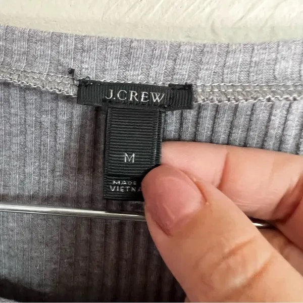 J. Crew Gray Ribbed Bell‎ Sleeve Long Sleeve Top - Image 2