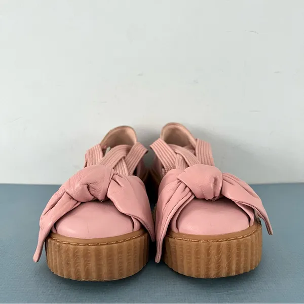 Puma x‎ Fenty by Rihanna Pink Bow Lace Up Leather Creeper Platform Sandals - Image 7