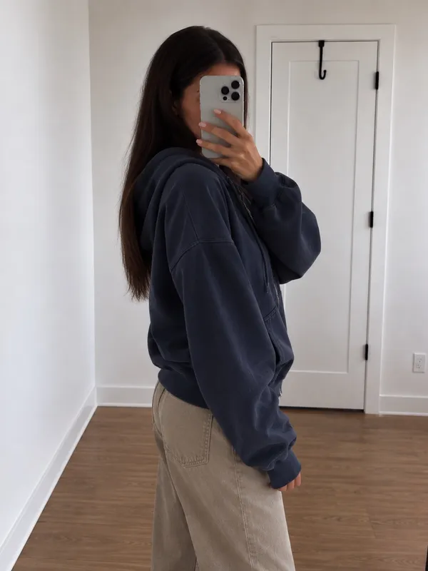 Brandy Melville Christy Navy Zip-Up Hoodie - Image 2