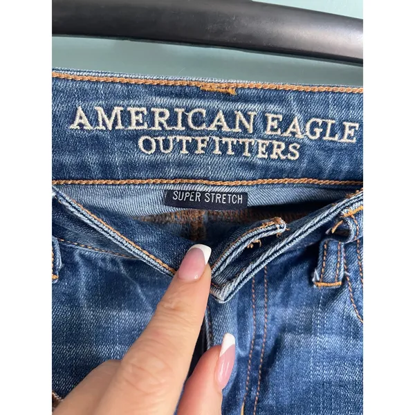 American Eagle Outfitters Dark Wash Dark Blue Denim Jeans Jeggings 0 SHORT - Image 4