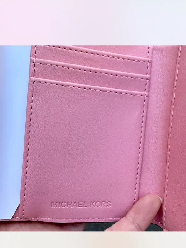 NWOT Michael Kors Pink and White Monogram Wallet - Image 5