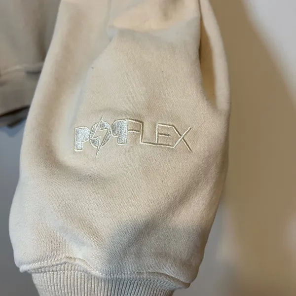 POPFLEX Sweatshirt Belle Crew Neck Puff Sleeve Pullover Cropped Beige Small‎ - Image 3