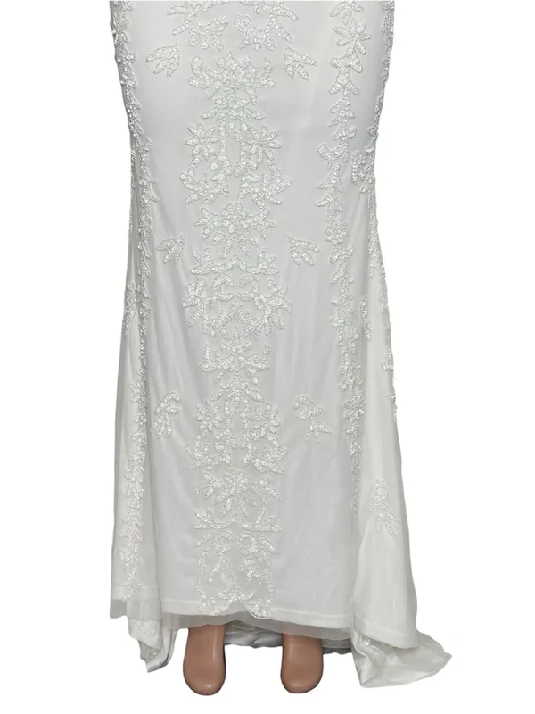 LULUS Luxe Bridal Momentous Love Beaded Bustier Mesh Mermaid Maxi Dress,White,XS - Image 10
