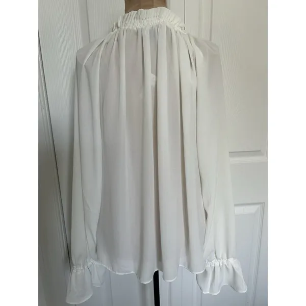 Madewell $98 Women's Nayla Boho Long Sleeve Tie Top, Winter White Size XL - Image 5