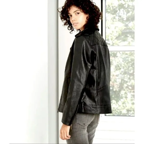Universal Threads Women's Moto Faux Leather Jacket Black, Size Xsmall - Image 2