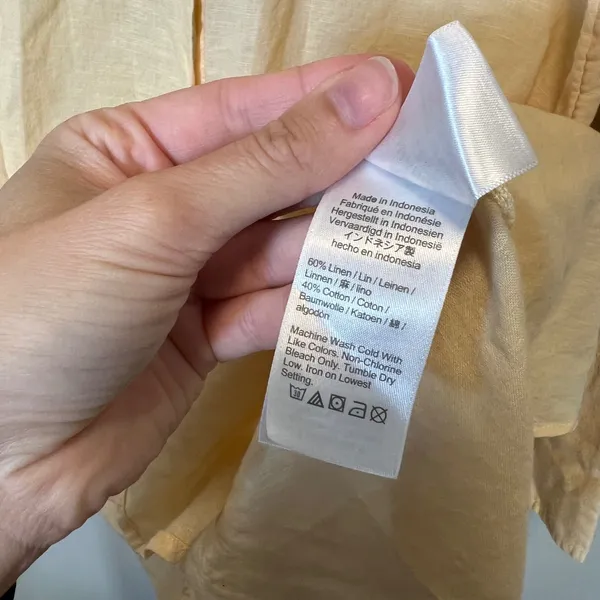 J. Crew Linen Cotton Blend Button Down Beach Shirt Dress Pale Yellow Women's M - Image 8