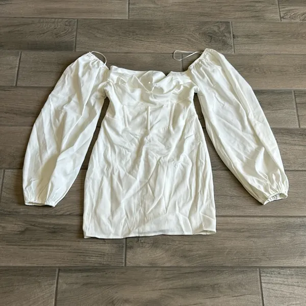 Princess Polly Lillie long sleeve mini dress in white - Image 2