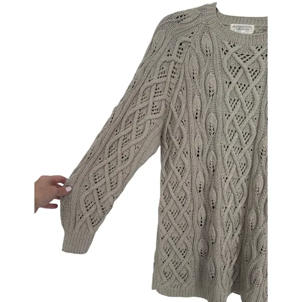 Alfred Sung‎ Sport Vintage Cable Knit Fisherman Crew Neck Sweater Size Small - Image 10