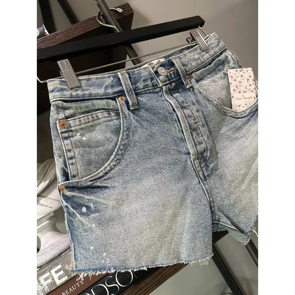 Free People Taliesin Cutoff Denim Short Mid Blue Womens Size 24 - Image 6