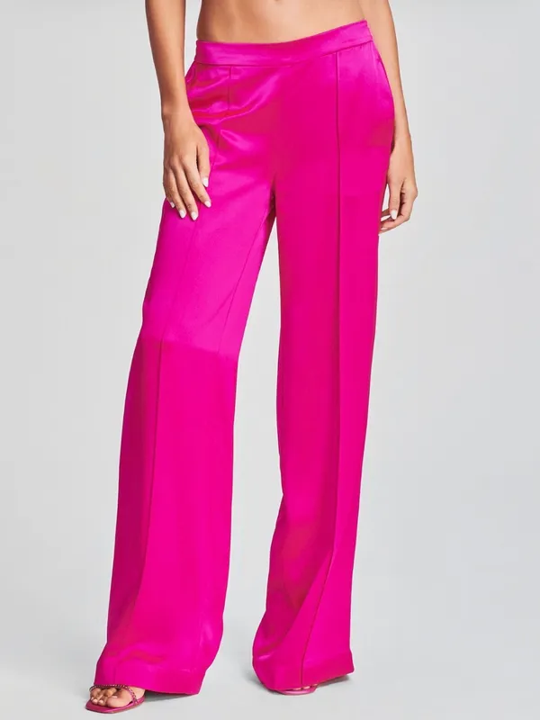 Retrofête Kasha Neon Pink Satin Wide Leg Pant - Image 3