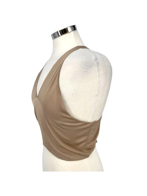ASTR The Label Clubwear Festival Boho Strappy Halter Crop Top Beige Size Large - Image 4