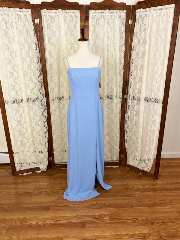 Beautiful New Dessy Collection Thread Sky Blue Chiffon Gown! - Image 3