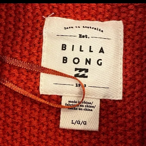 NWT Billabong Cable Knit Sweater Red Ski Lodge L Gift Giving Mockneck Cropped - Image 8