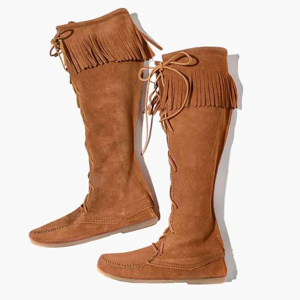Minnetonka Front Lace Knee High Boots Size‎ 6 - Image 9