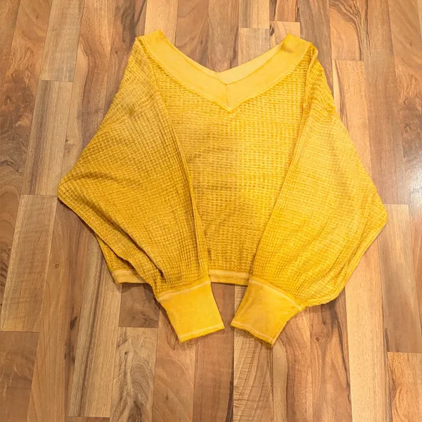 We the Free ! Women's Yellow V-Neck Sweater - Image 5