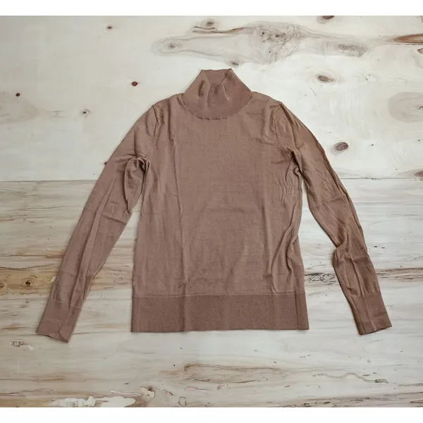 BANANA REPUBLIC 100% Merino Wool Womens XS Turtleneck Sweater Light Brown Camel - Image 2