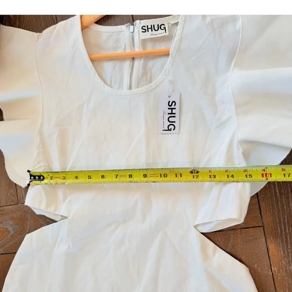 NWT SHUG White August Ruffled‎ Mini Dress Womens White Large - Image 7