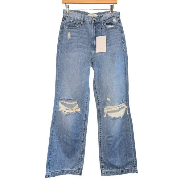 Hidden Logan Dad Jeans‎ Women's 27 Wide Leg Distressed Baggy Medium Wash New - Image 2