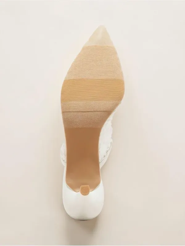 NWT A New Day Women's Delilah Floral Embroidered Mule Heels Off White 7.5 - Image 4